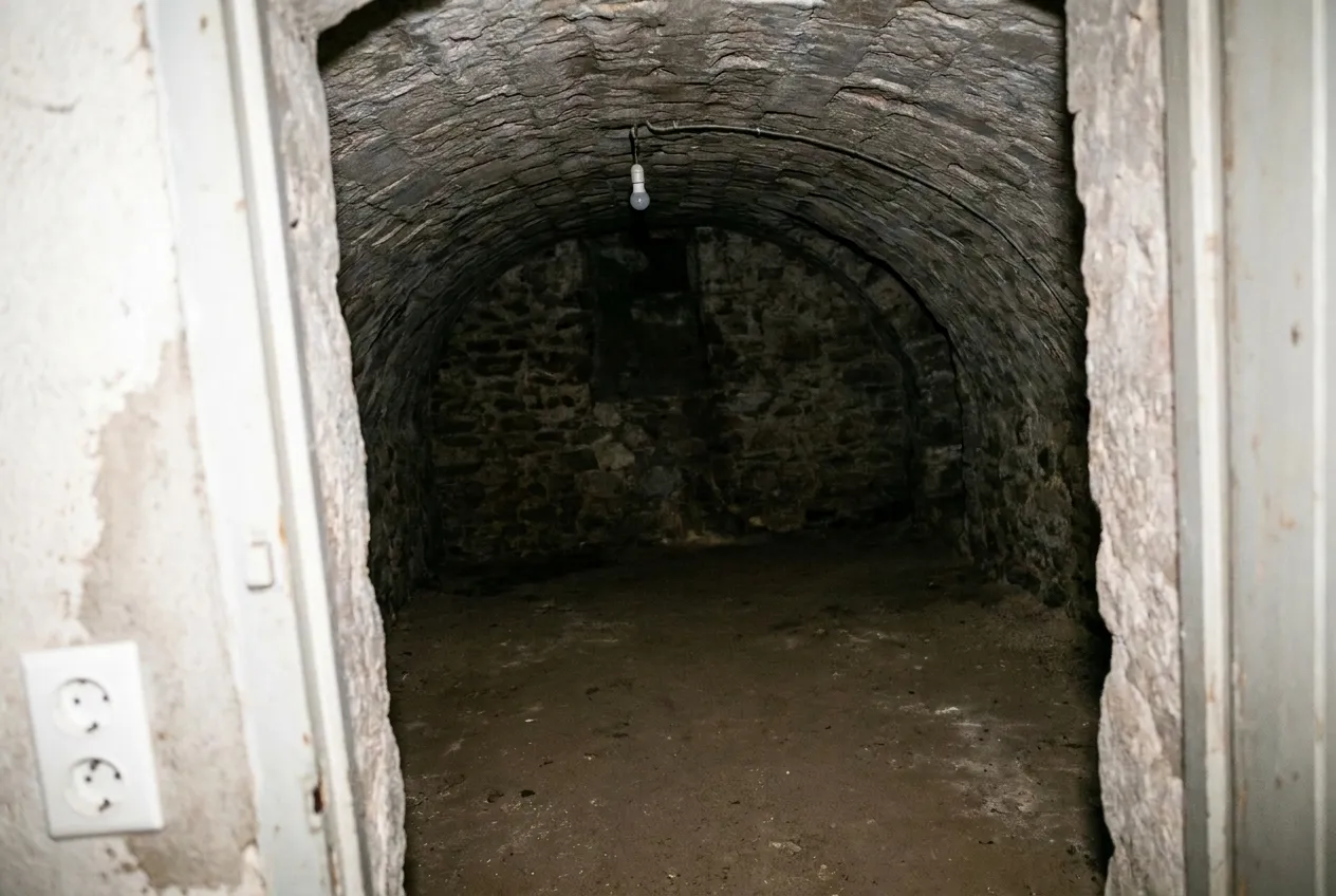Cave voûtée d'immeuble ancien, quartier Libération, après le débarras