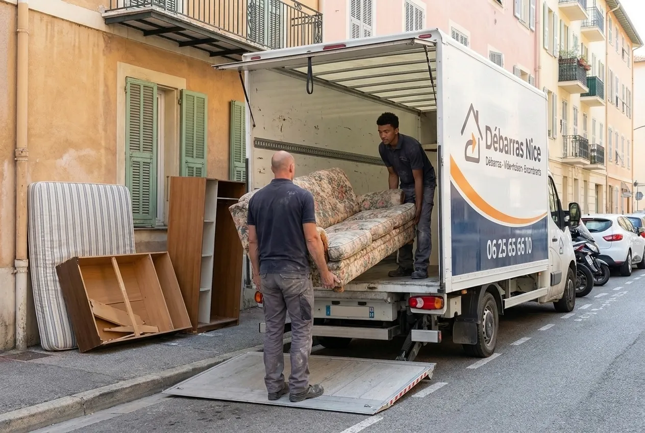 Enlèvement encombrants : l'équipe de Débarras Nice au travail