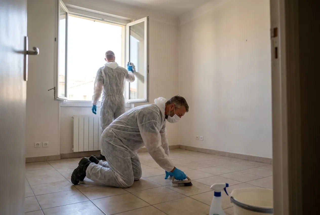 Nettoyage après décès : l'équipe de Débarras Nice au travail